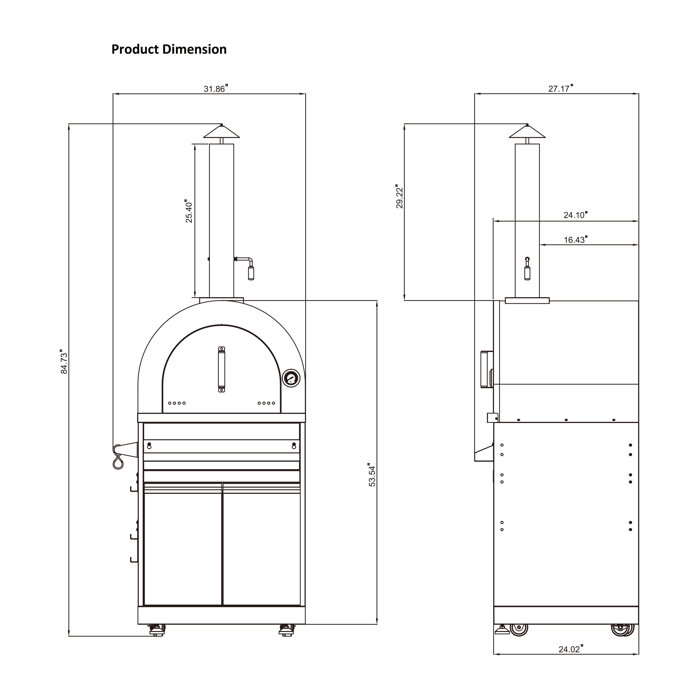 Empava Stainless Steel Freestanding Wood Burning Pizza Oven & Reviews